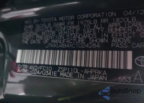 2012 Scion Xd from USA, damaged, VIN JTKKU4B4XC1024284